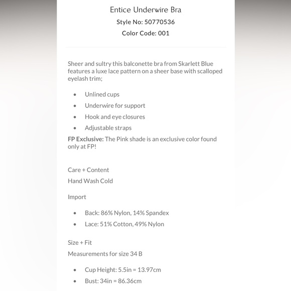 Free People Entice Underwire Bra Black/Nylon - Picture 4 of 8